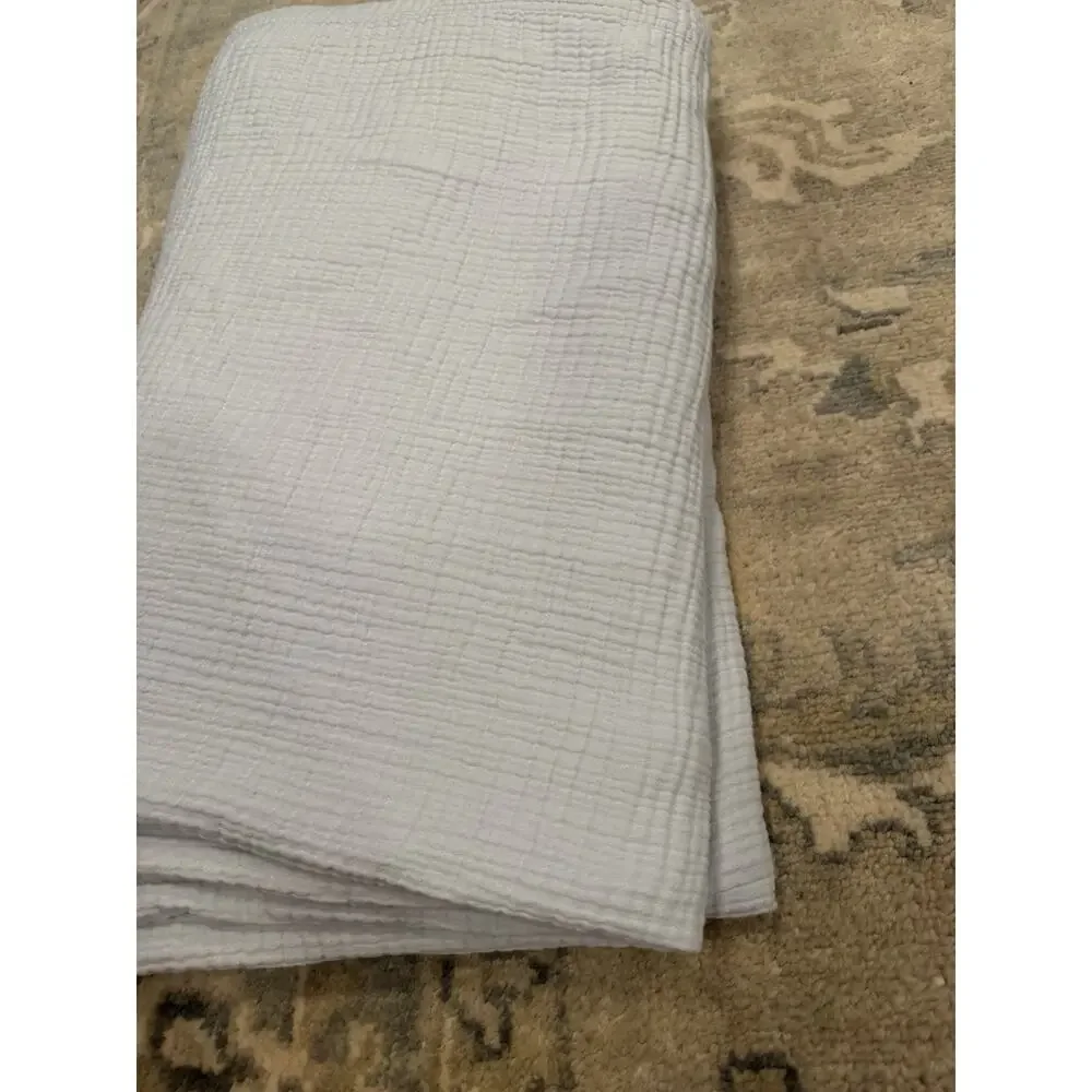 Boll & Branch Dream Bed Blanket Organic Cotton Sky Blue Full/ Queen NEW $319